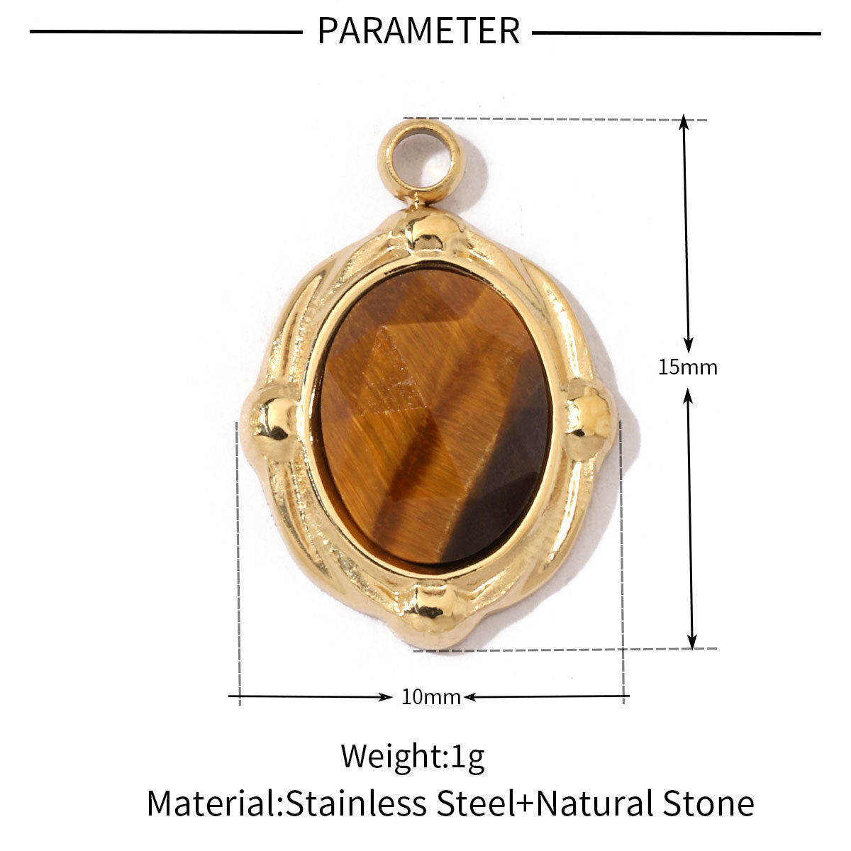 6pcs/pack Geometric Bohemia 316 Stainless Steel Tigereye Natural Semi Precious Stone Charms Sun Star Oval Round Necklace Pendant