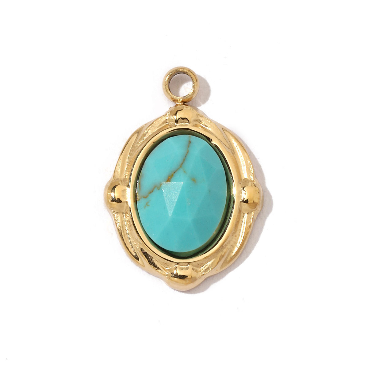 6pcs/pack Geometric Bohemia 316 Stainless Steel Tigereye Natural Semi Precious Stone Charms Sun Star Oval Round Necklace Pendant