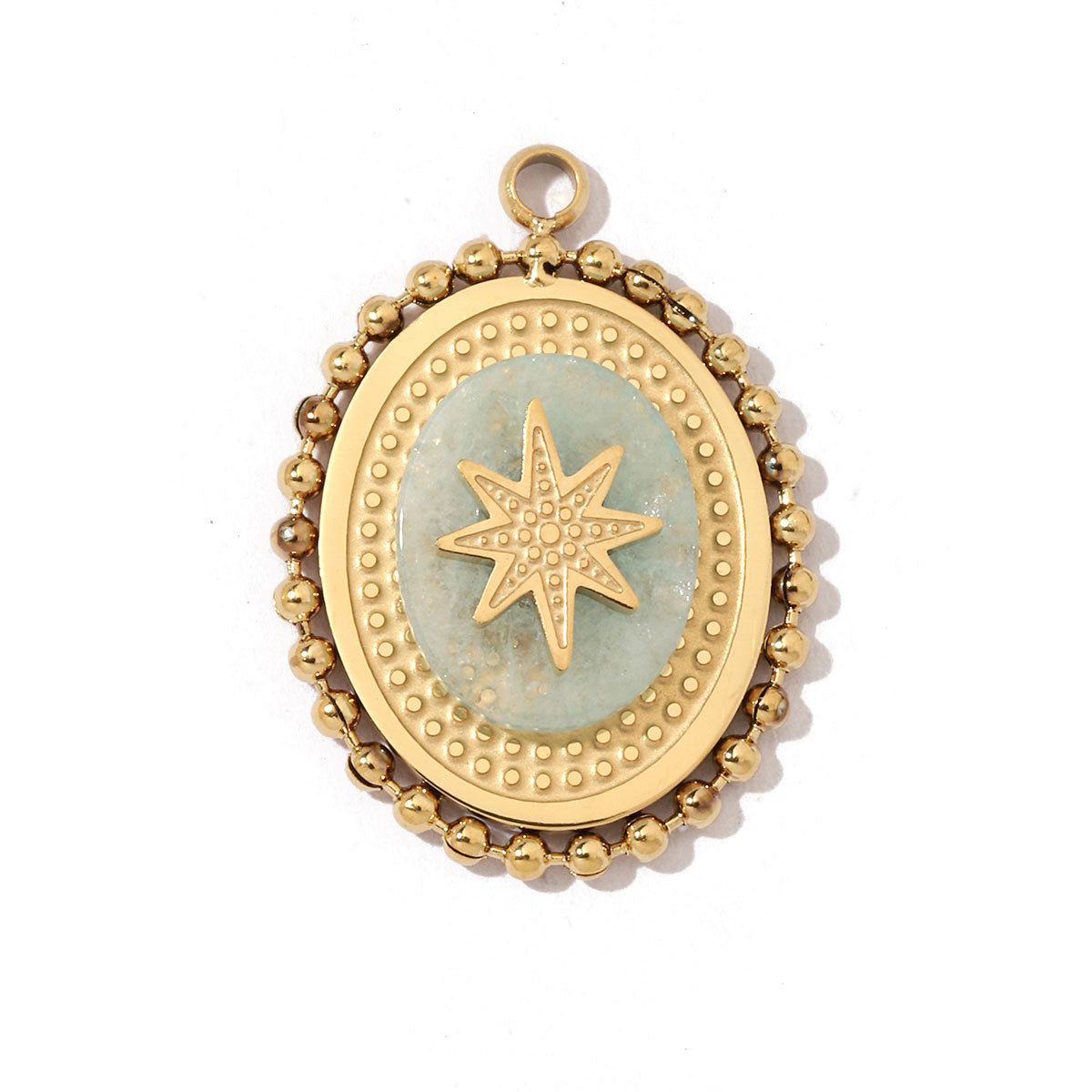 6pcs/pack Geometric Bohemia 316 Stainless Steel Tigereye Natural Semi Precious Stone Charms Sun Star Oval Round Necklace Pendant