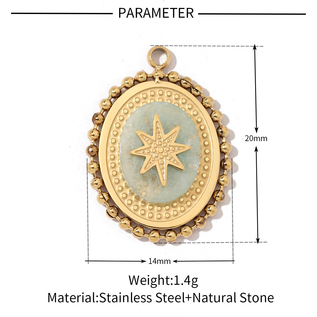 6pcs/pack Geometric Bohemia 316 Stainless Steel Tigereye Natural Semi Precious Stone Charms Sun Star Oval Round Necklace Pendant