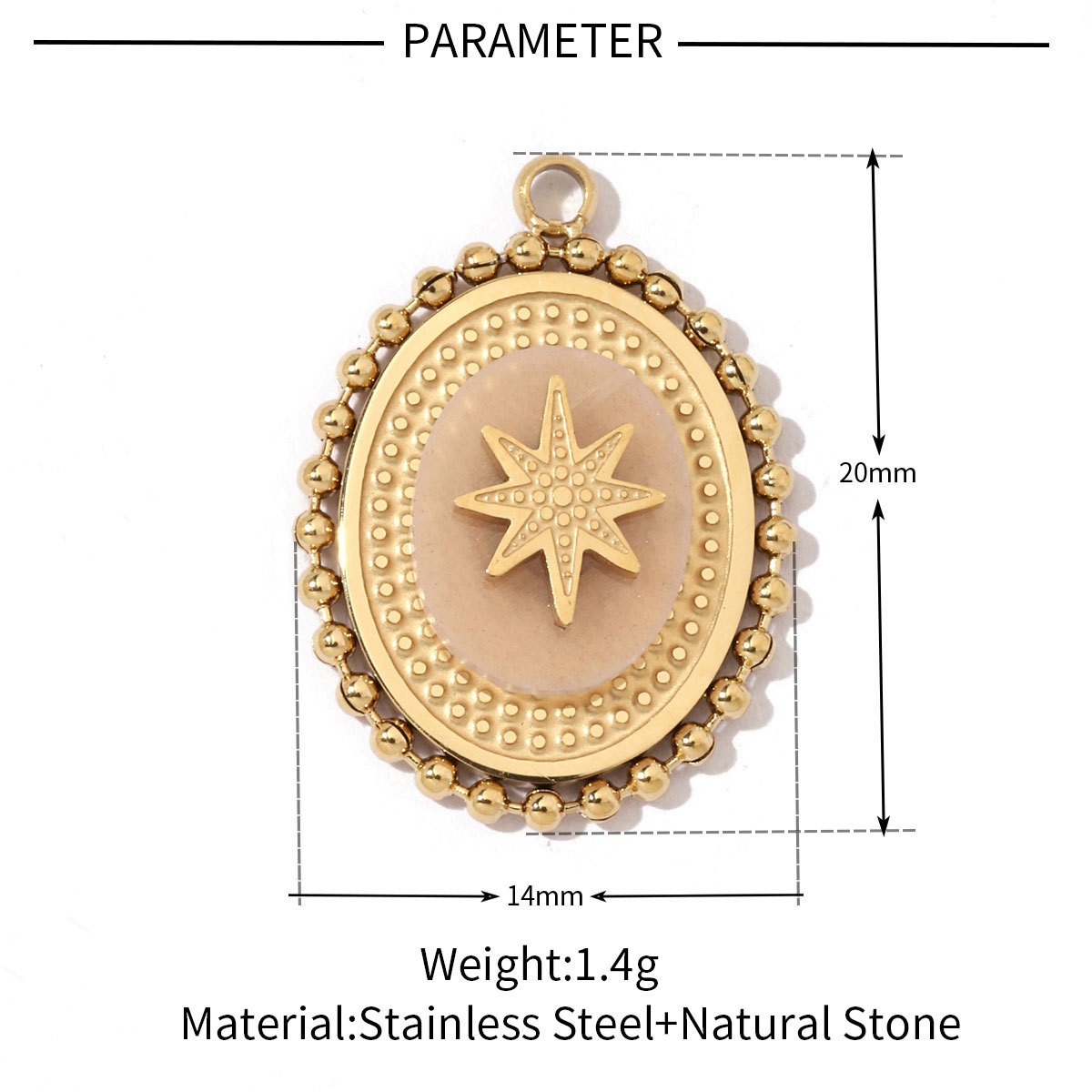 6pcs/pack Geometric Bohemia 316 Stainless Steel Tigereye Natural Semi Precious Stone Charms Sun Star Oval Round Necklace Pendant