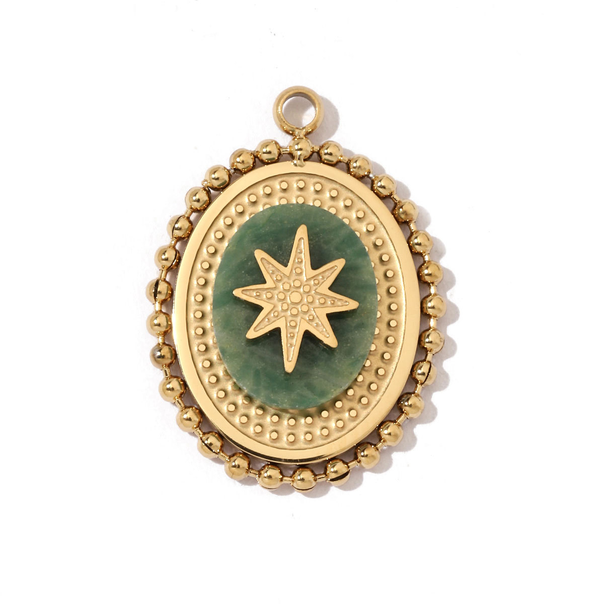 6pcs/pack Geometric Bohemia 316 Stainless Steel Tigereye Natural Semi Precious Stone Charms Sun Star Oval Round Necklace Pendant