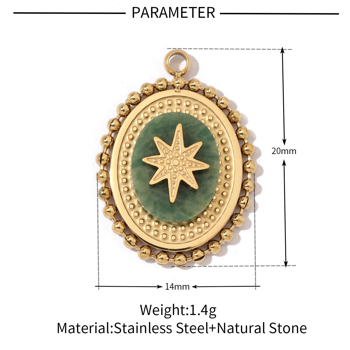 6pcs/pack Geometric Bohemia 316 Stainless Steel Tigereye Natural Semi Precious Stone Charms Sun Star Oval Round Necklace Pendant