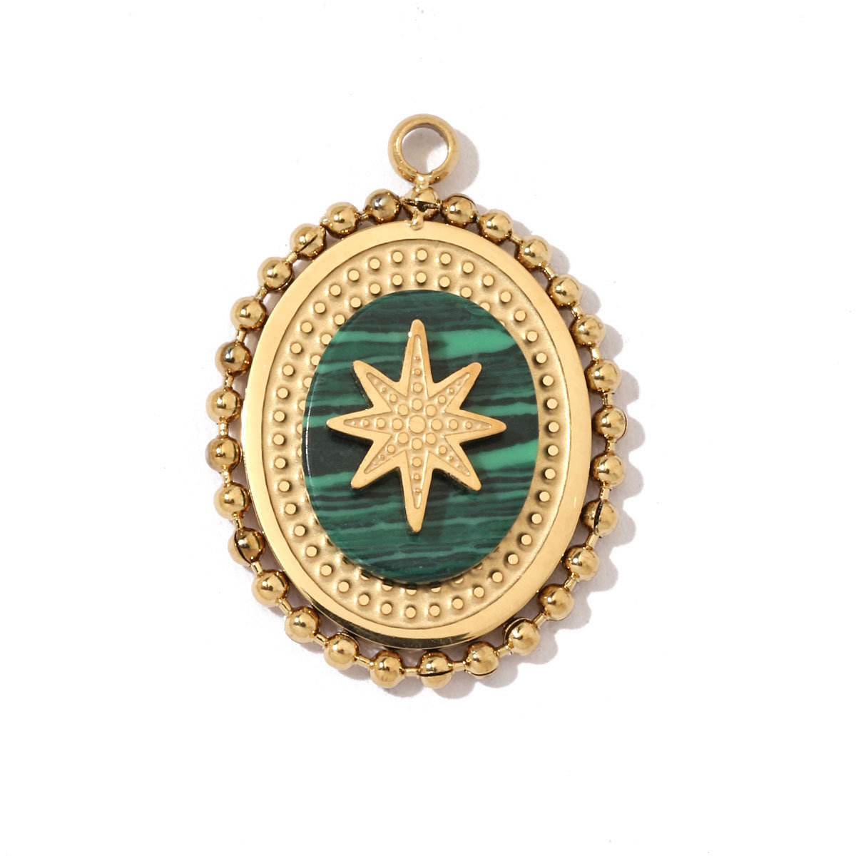 6pcs/pack Geometric Bohemia 316 Stainless Steel Tigereye Natural Semi Precious Stone Charms Sun Star Oval Round Necklace Pendant