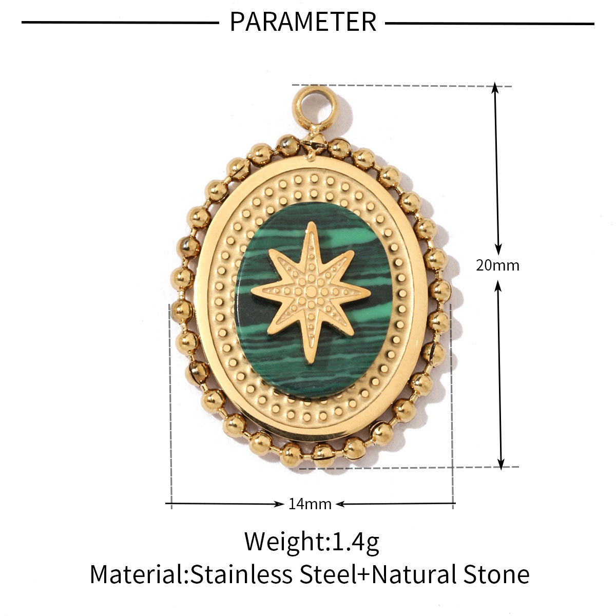 6pcs/pack Geometric Bohemia 316 Stainless Steel Tigereye Natural Semi Precious Stone Charms Sun Star Oval Round Necklace Pendant