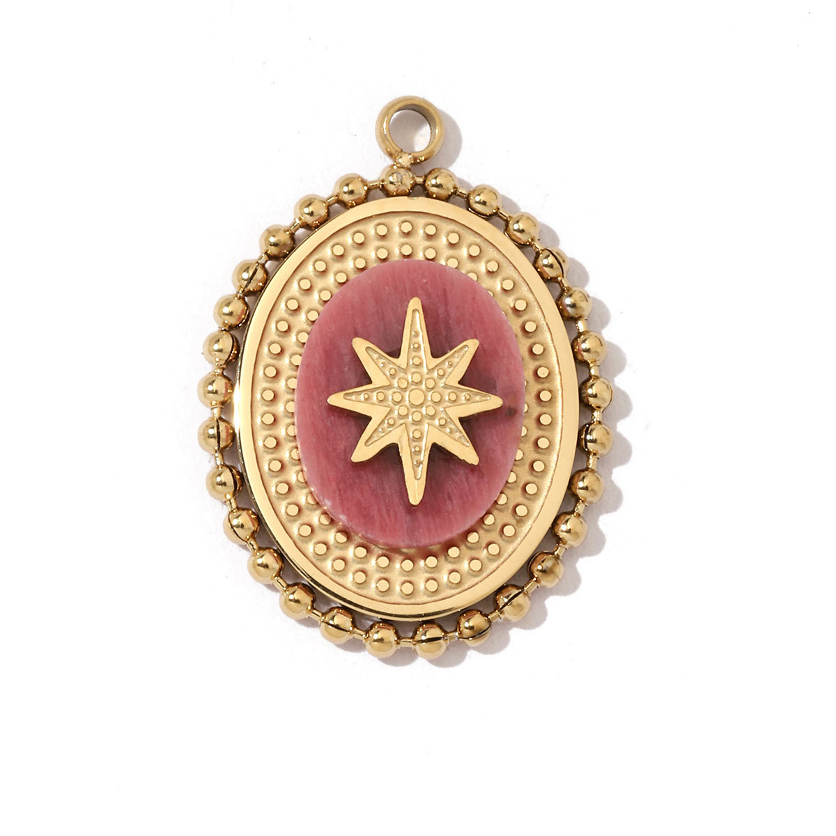 6pcs/pack Geometric Bohemia 316 Stainless Steel Tigereye Natural Semi Precious Stone Charms Sun Star Oval Round Necklace Pendant