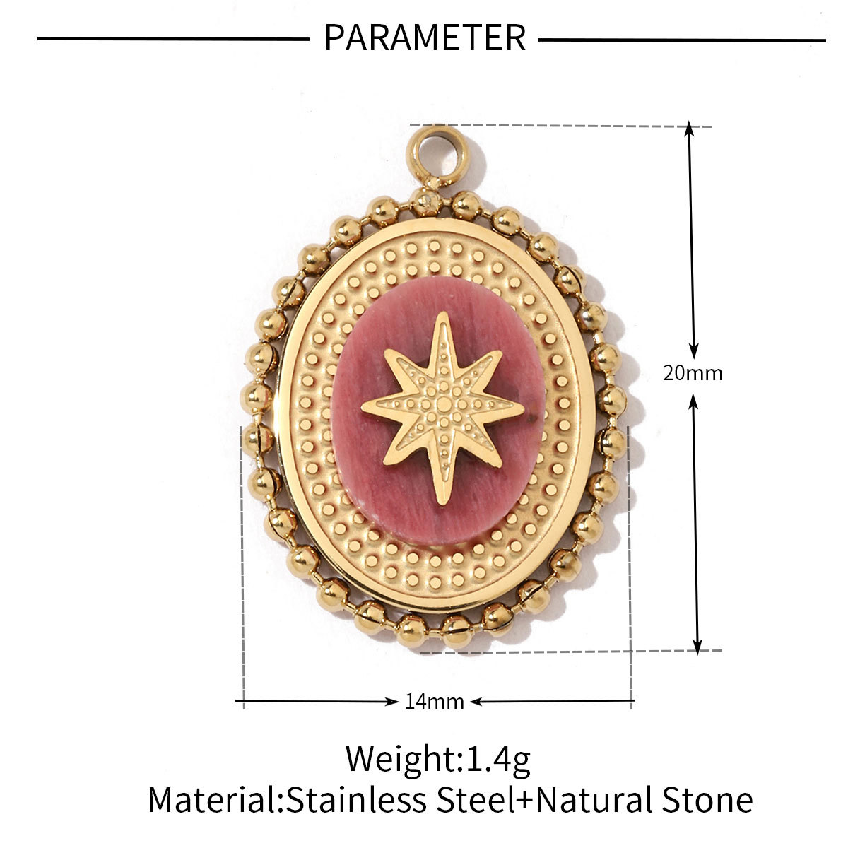 6pcs/pack Geometric Bohemia 316 Stainless Steel Tigereye Natural Semi Precious Stone Charms Sun Star Oval Round Necklace Pendant