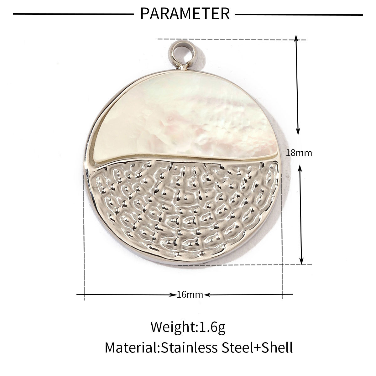 6pcs/pack Fashion 316 Stainless Steel Onyx Shell Charms Heart Flower Sun Sea Square Necklace DIY Small Pendant