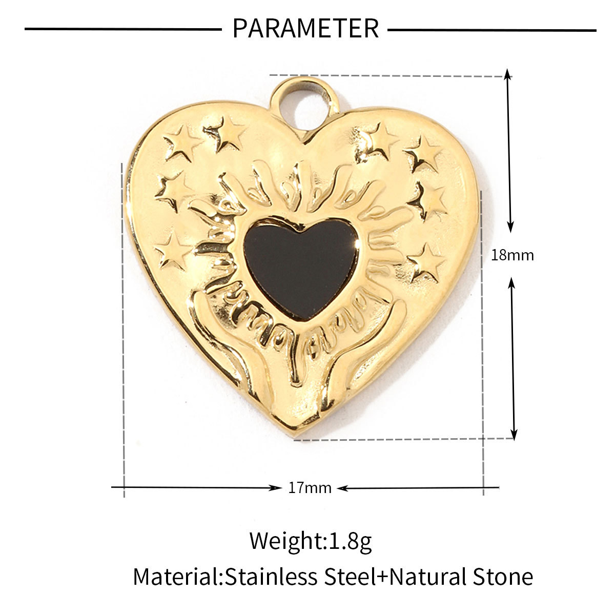 6pcs/pack Fashion 316 Stainless Steel Onyx Shell Charms Heart Flower Sun Sea Square Necklace DIY Small Pendant