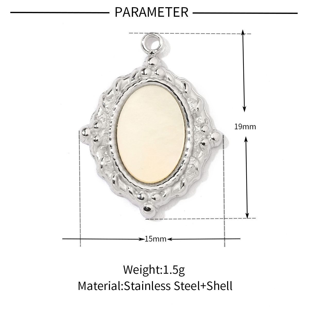 6pcs/pack Fashion 316 Stainless Steel Onyx Shell Charms Heart Flower Sun Sea Square Necklace DIY Small Pendant