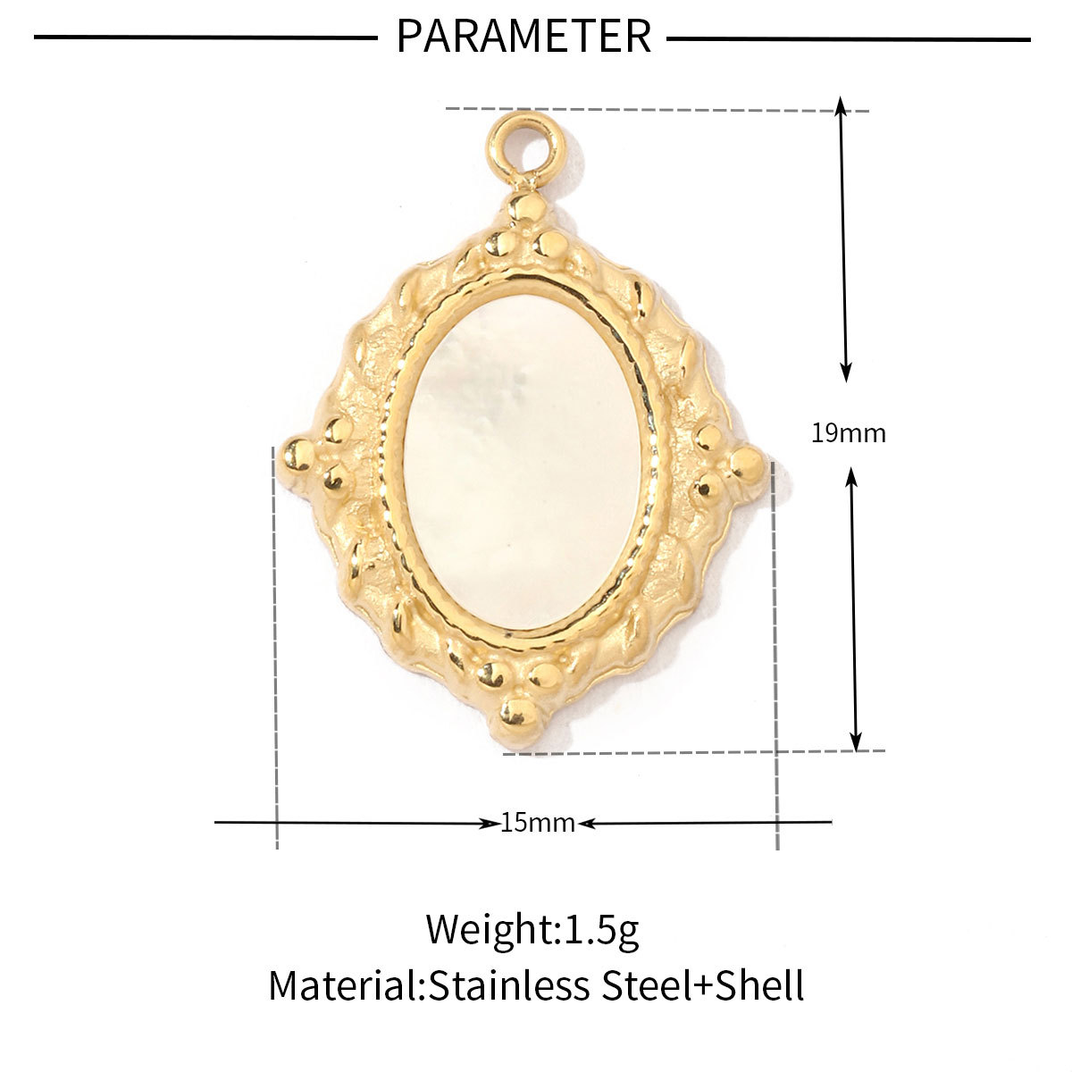 6pcs/pack Fashion 316 Stainless Steel Onyx Shell Charms Heart Flower Sun Sea Square Necklace DIY Small Pendant
