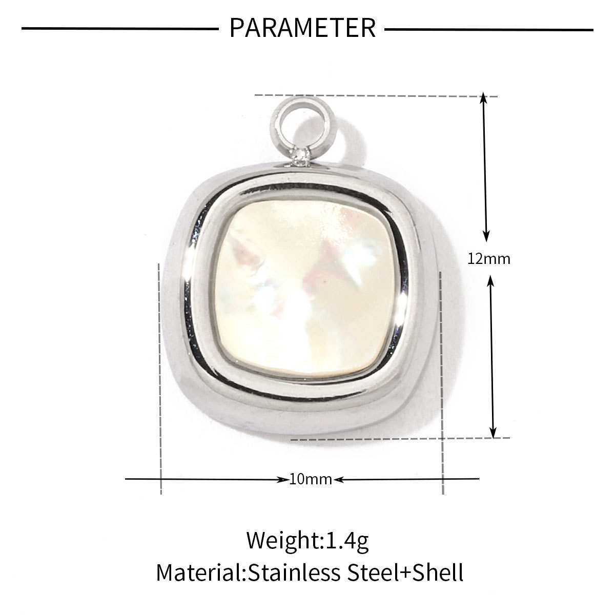 6pcs/pack Fashion 316 Stainless Steel Onyx Shell Charms Heart Flower Sun Sea Square Necklace DIY Small Pendant