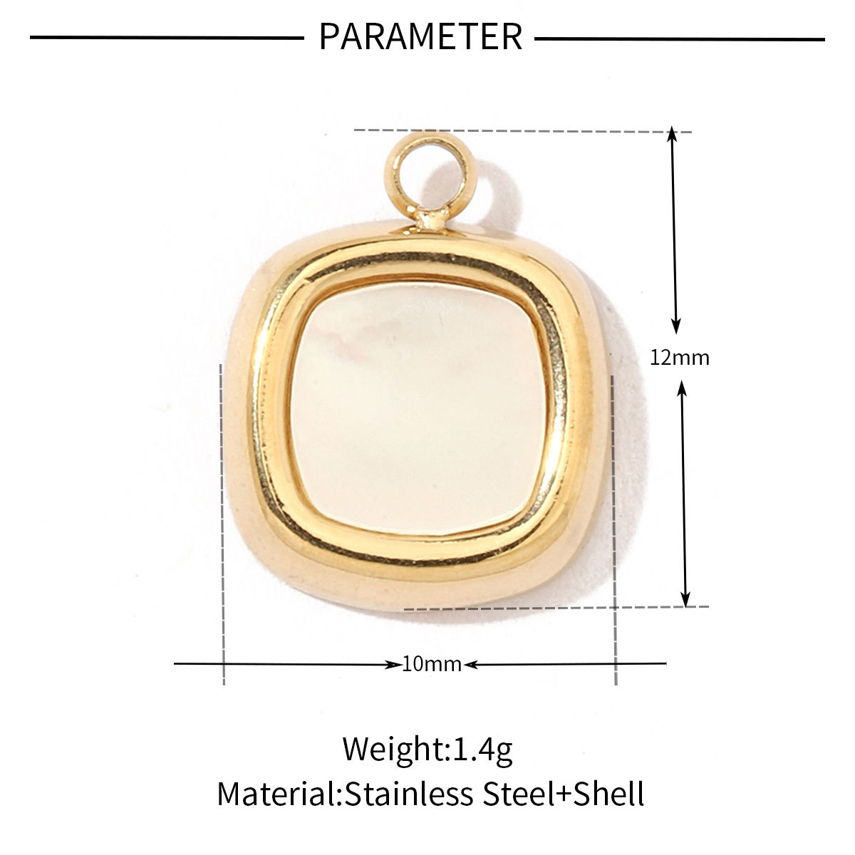 6pcs/pack Fashion 316 Stainless Steel Onyx Shell Charms Heart Flower Sun Sea Square Necklace DIY Small Pendant