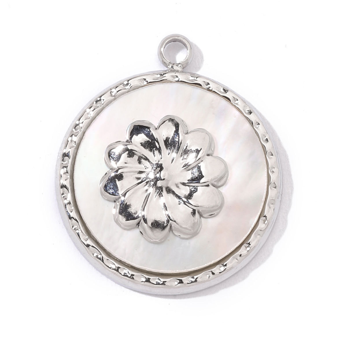 6pcs/pack Fashion 316 Stainless Steel Onyx Shell Charms Heart Flower Sun Sea Square Necklace DIY Small Pendant