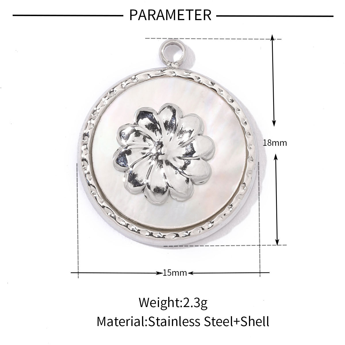 6pcs/pack Fashion 316 Stainless Steel Onyx Shell Charms Heart Flower Sun Sea Square Necklace DIY Small Pendant
