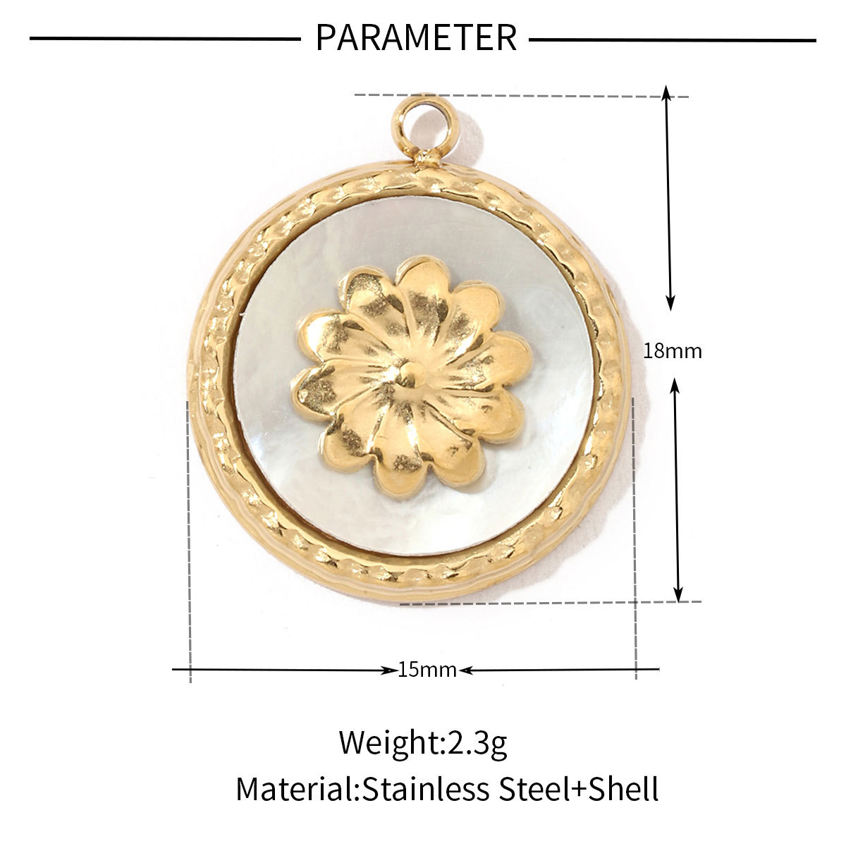 6pcs/pack Fashion 316 Stainless Steel Onyx Shell Charms Heart Flower Sun Sea Square Necklace DIY Small Pendant