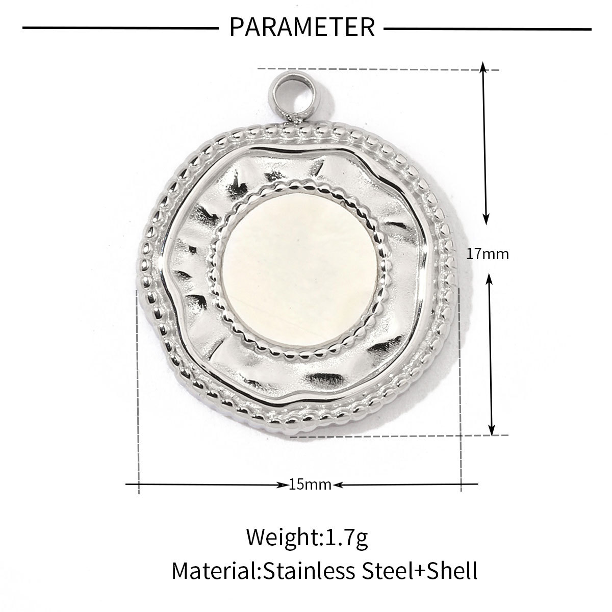 6pcs/pack Fashion 316 Stainless Steel Onyx Shell Charms Heart Flower Sun Sea Square Necklace DIY Small Pendant