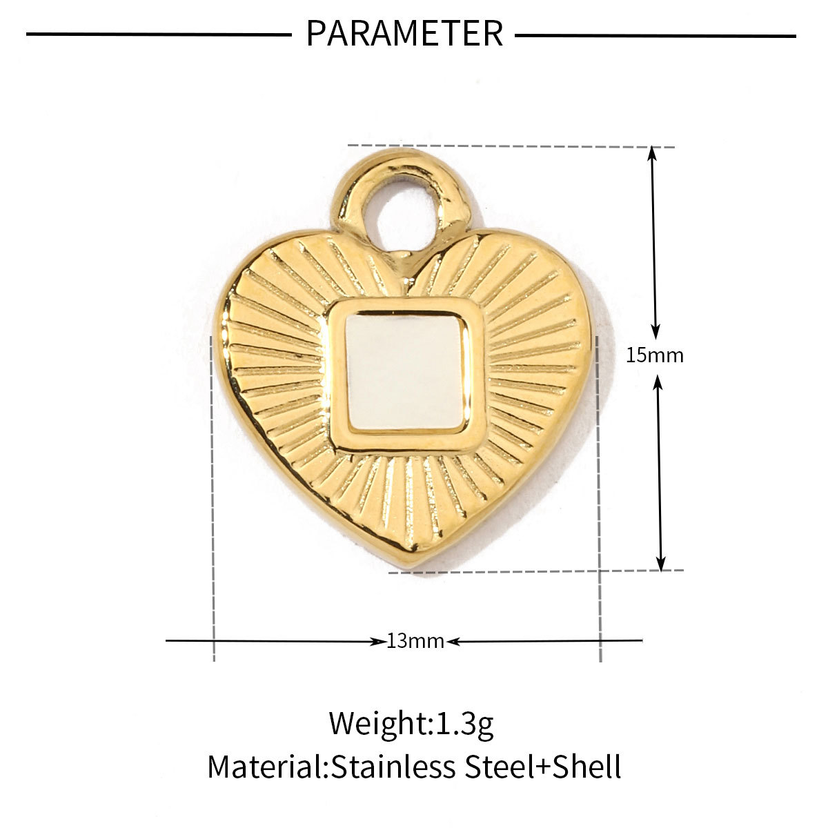 6pcs/pack Fashion 316 Stainless Steel Onyx Shell Charms Heart Flower Sun Sea Square Necklace DIY Small Pendant