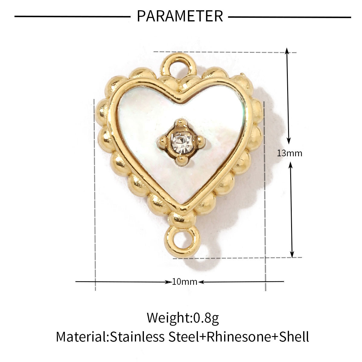 6pcs/pack Fashion 316 Stainless Steel Onyx Shell Charms Heart Flower Sun Sea Square Necklace DIY Small Pendant