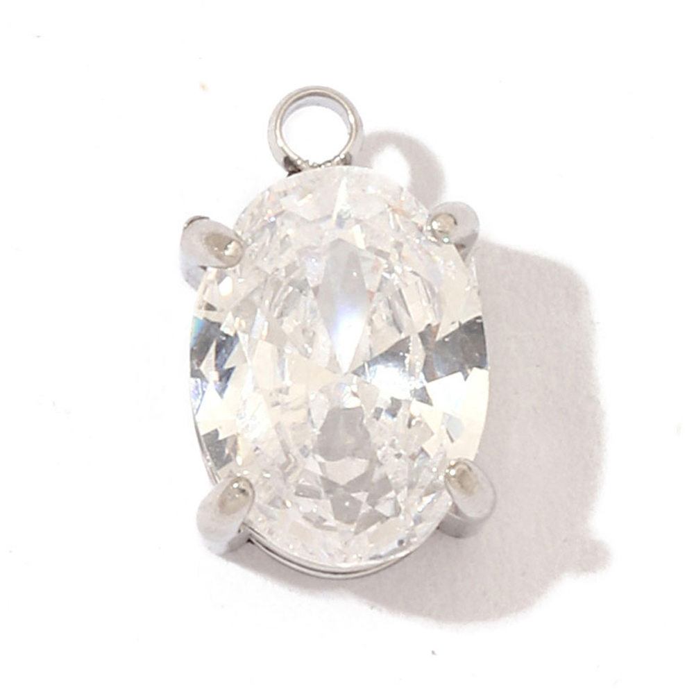 6pcs/pack Fashion Stainless Steel Zircon Crystal Charms Oval Star Heart Round Square HorseeyeStone Necklace DIY Small Pendant