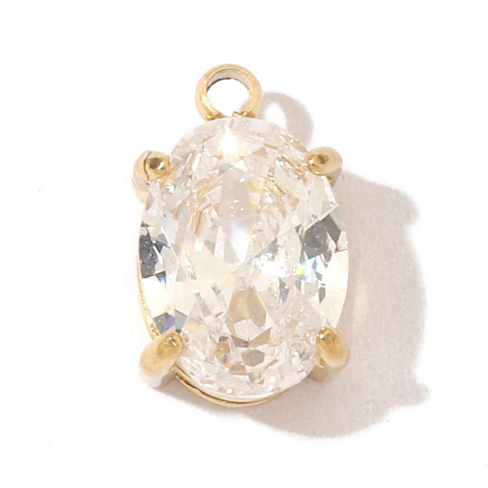 6pcs/pack Fashion Stainless Steel Zircon Crystal Charms Oval Star Heart Round Square HorseeyeStone Necklace DIY Small Pendant