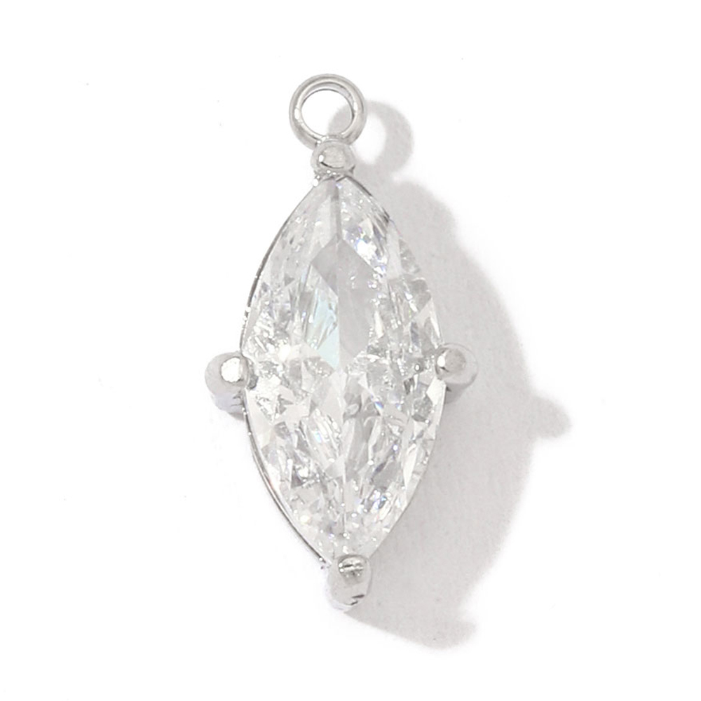 6pcs/pack Fashion Stainless Steel Zircon Crystal Charms Oval Star Heart Round Square HorseeyeStone Necklace DIY Small Pendant