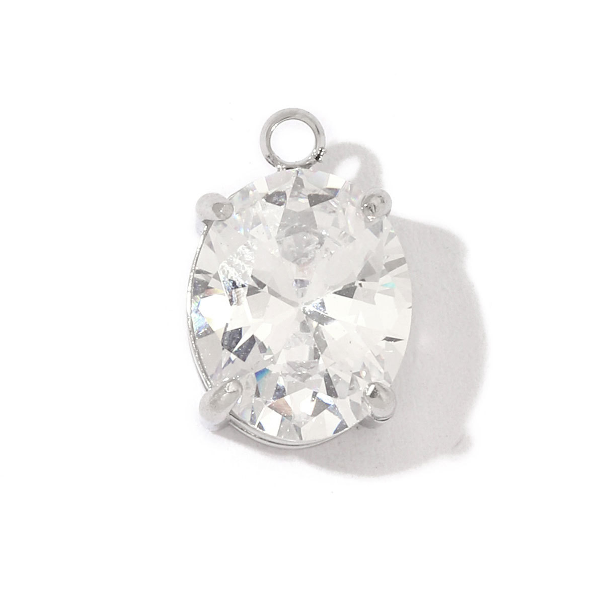 6pcs/pack Fashion Stainless Steel Zircon Crystal Charms Oval Star Heart Round Square HorseeyeStone Necklace DIY Small Pendant