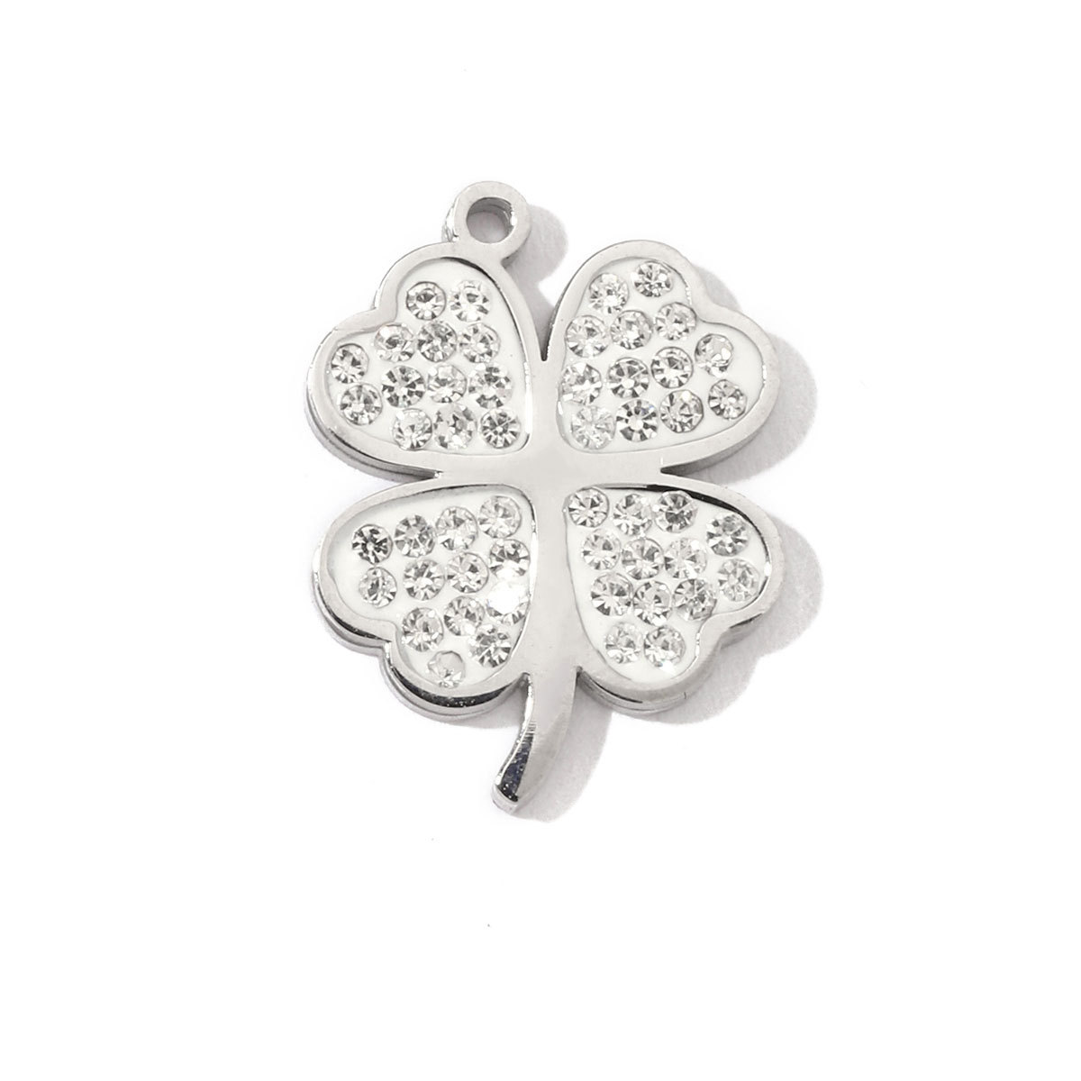 6pcs/pack Trendy Stainless Steel Crystal Clover Four-leaf Lucky Charms Compass Ancient Coins Necklace DIY Small Pendant
