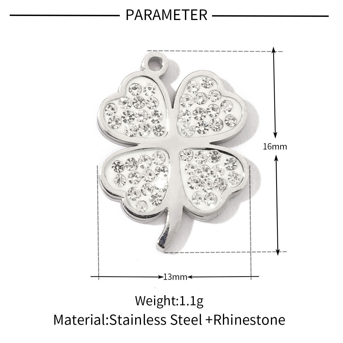 6pcs/pack Trendy Stainless Steel Crystal Clover Four-leaf Lucky Charms Compass Ancient Coins Necklace DIY Small Pendant