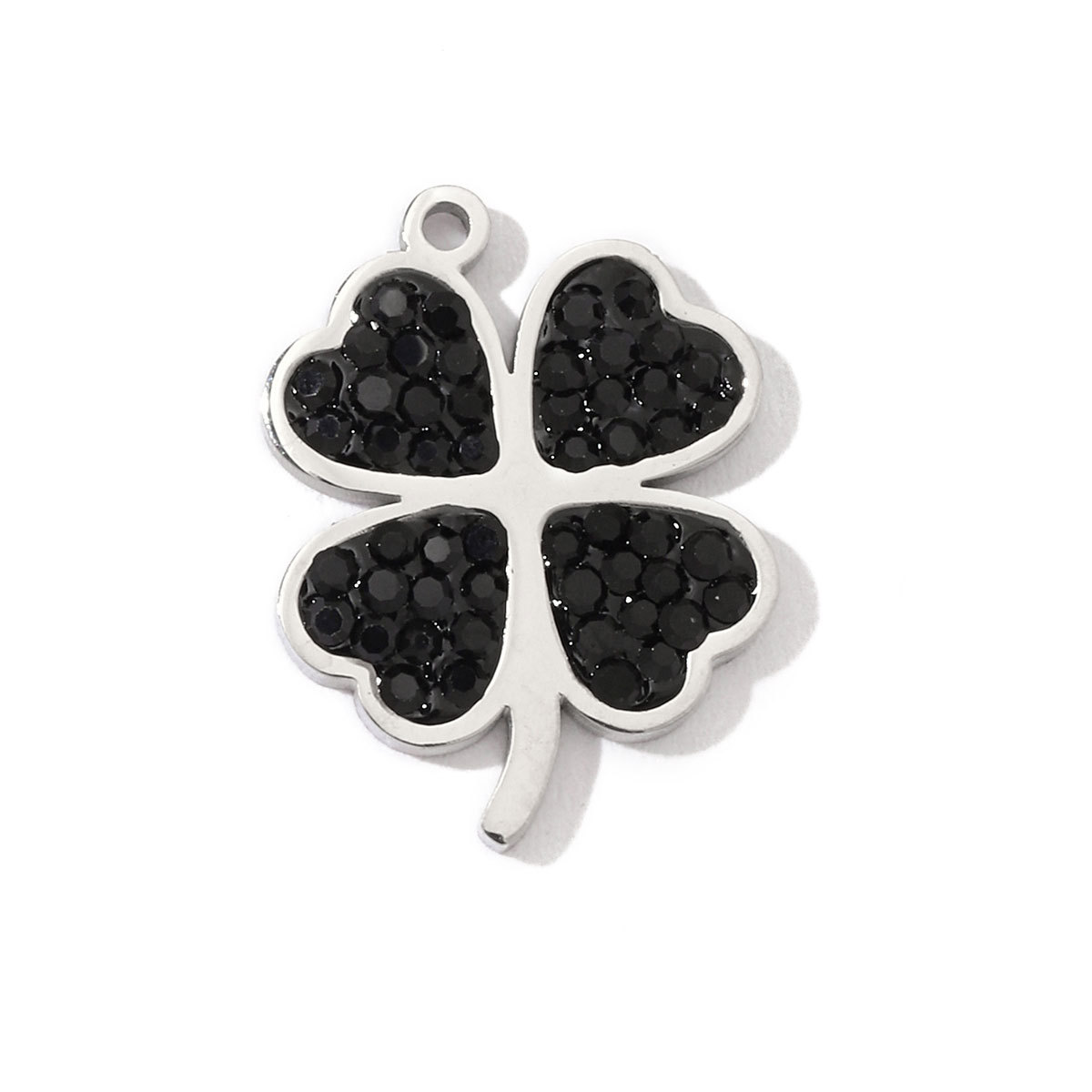 6pcs/pack Trendy Stainless Steel Crystal Clover Four-leaf Lucky Charms Compass Ancient Coins Necklace DIY Small Pendant