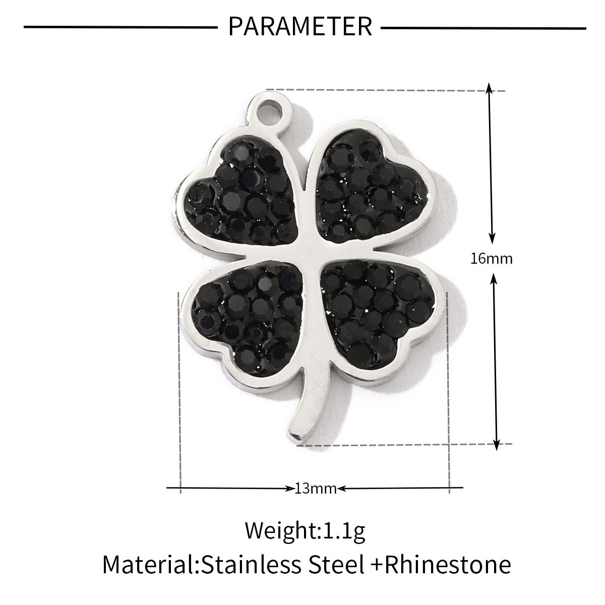 6pcs/pack Trendy Stainless Steel Crystal Clover Four-leaf Lucky Charms Compass Ancient Coins Necklace DIY Small Pendant