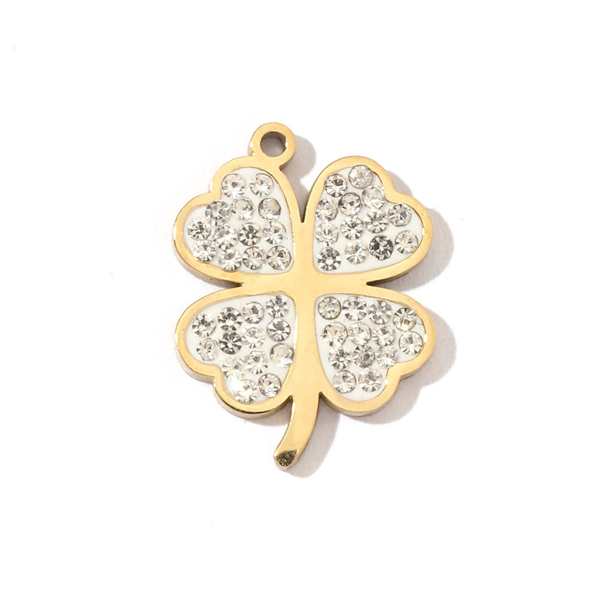 6pcs/pack Trendy Stainless Steel Crystal Clover Four-leaf Lucky Charms Compass Ancient Coins Necklace DIY Small Pendant