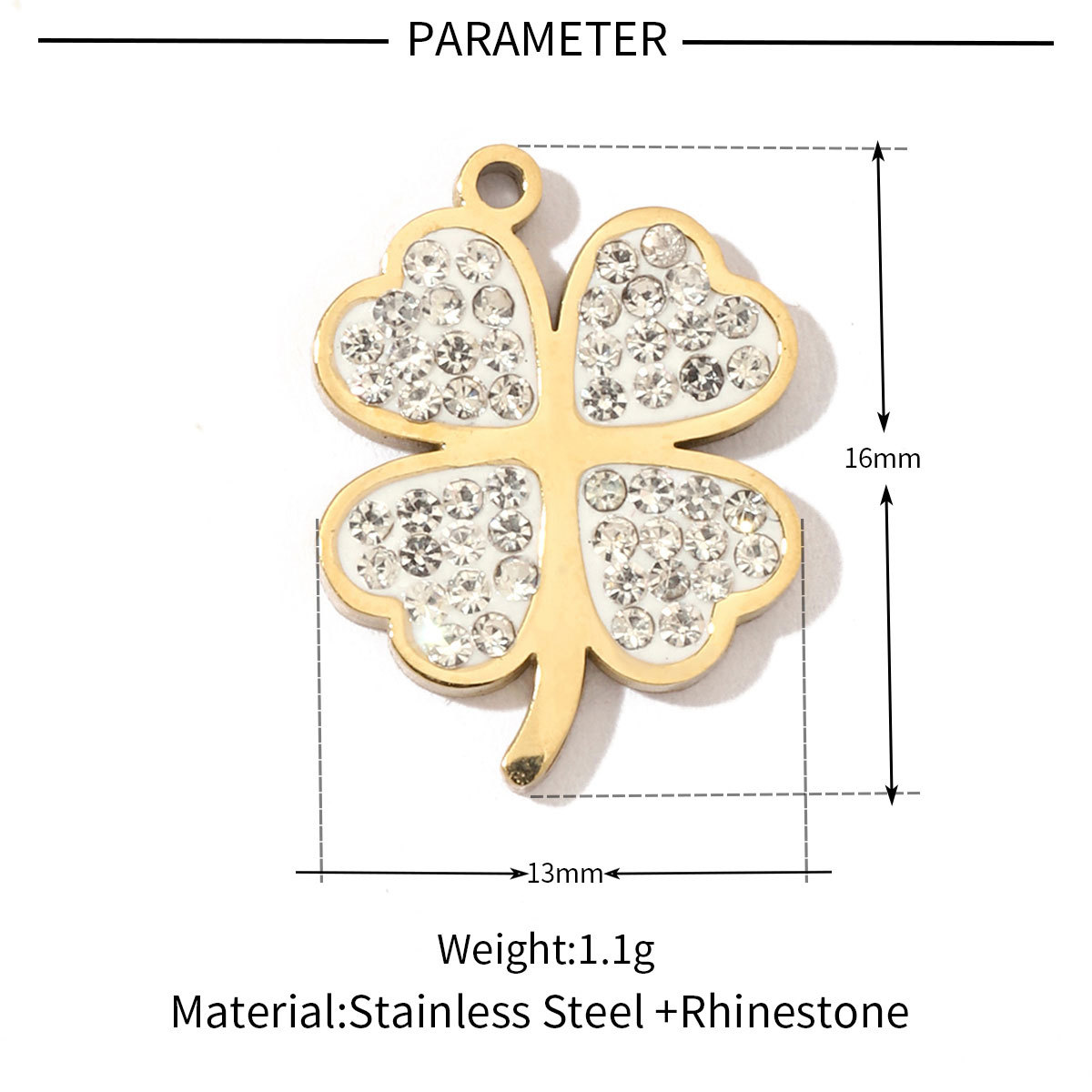 6pcs/pack Trendy Stainless Steel Crystal Clover Four-leaf Lucky Charms Compass Ancient Coins Necklace DIY Small Pendant