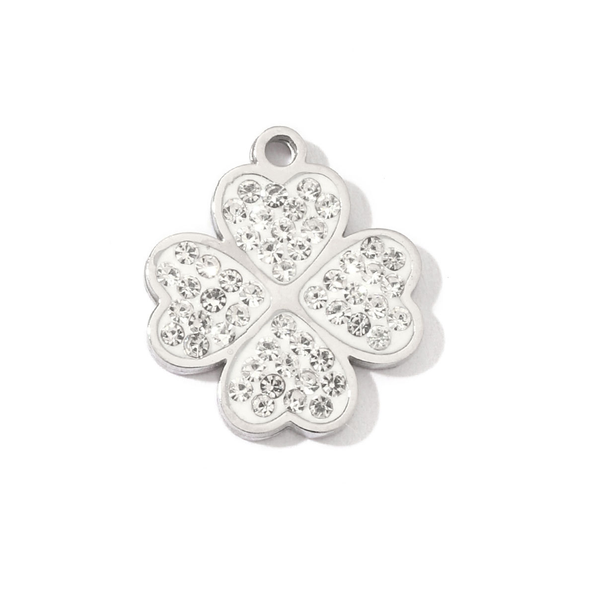 6pcs/pack Trendy Stainless Steel Crystal Clover Four-leaf Lucky Charms Compass Ancient Coins Necklace DIY Small Pendant