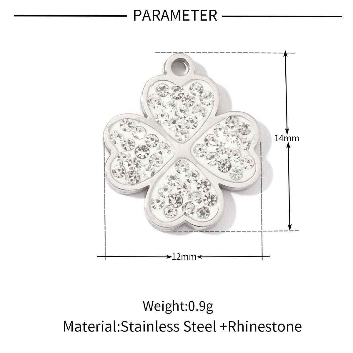 6pcs/pack Trendy Stainless Steel Crystal Clover Four-leaf Lucky Charms Compass Ancient Coins Necklace DIY Small Pendant