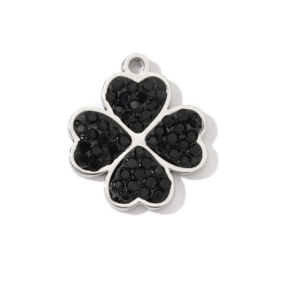 6pcs/pack Trendy Stainless Steel Crystal Clover Four-leaf Lucky Charms Compass Ancient Coins Necklace DIY Small Pendant