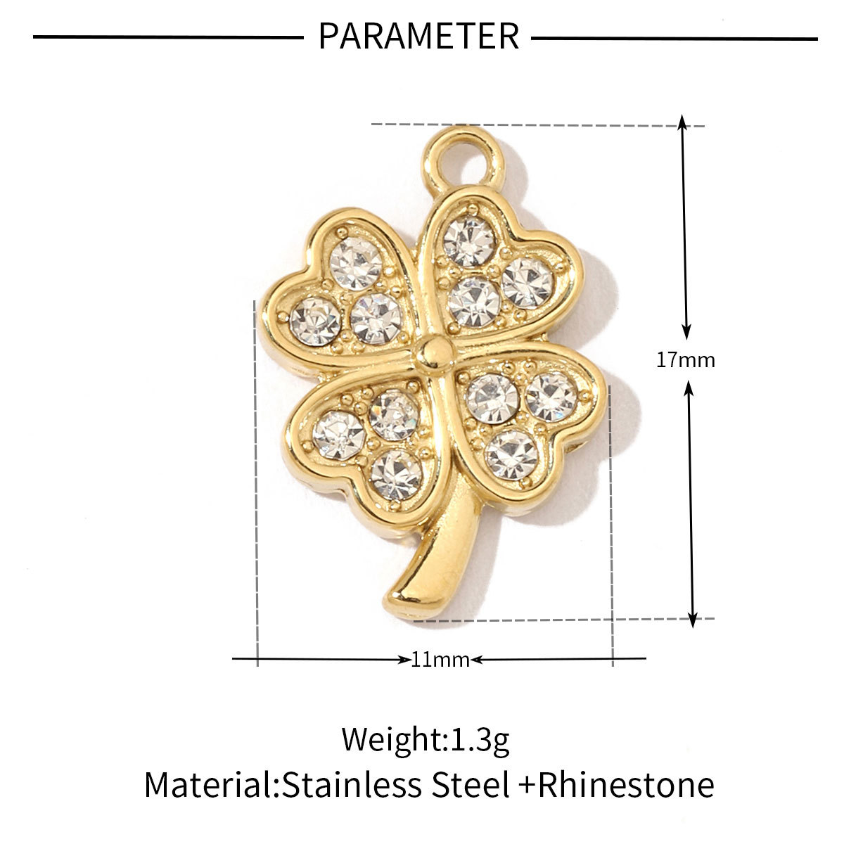6pcs/pack Trendy Stainless Steel Crystal Clover Four-leaf Lucky Charms Compass Ancient Coins Necklace DIY Small Pendant