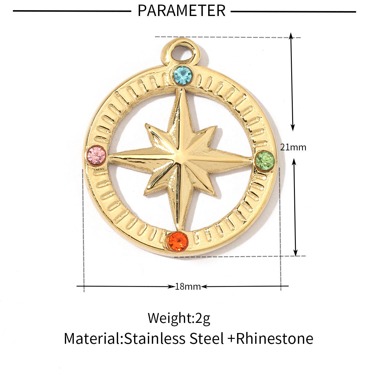 6pcs/pack Trendy Stainless Steel Crystal Clover Four-leaf Lucky Charms Compass Ancient Coins Necklace DIY Small Pendant