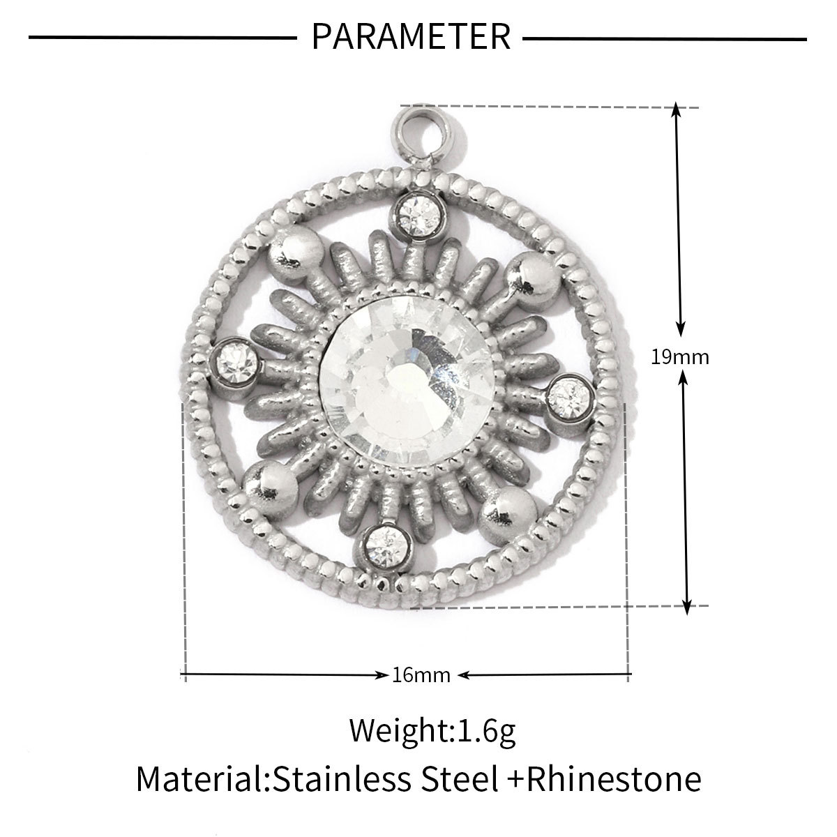 6pcs/pack Trendy Stainless Steel Crystal Clover Four-leaf Lucky Charms Compass Ancient Coins Necklace DIY Small Pendant