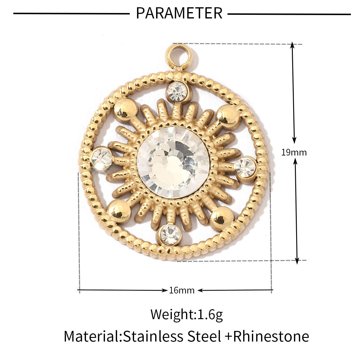6pcs/pack Trendy Stainless Steel Crystal Clover Four-leaf Lucky Charms Compass Ancient Coins Necklace DIY Small Pendant