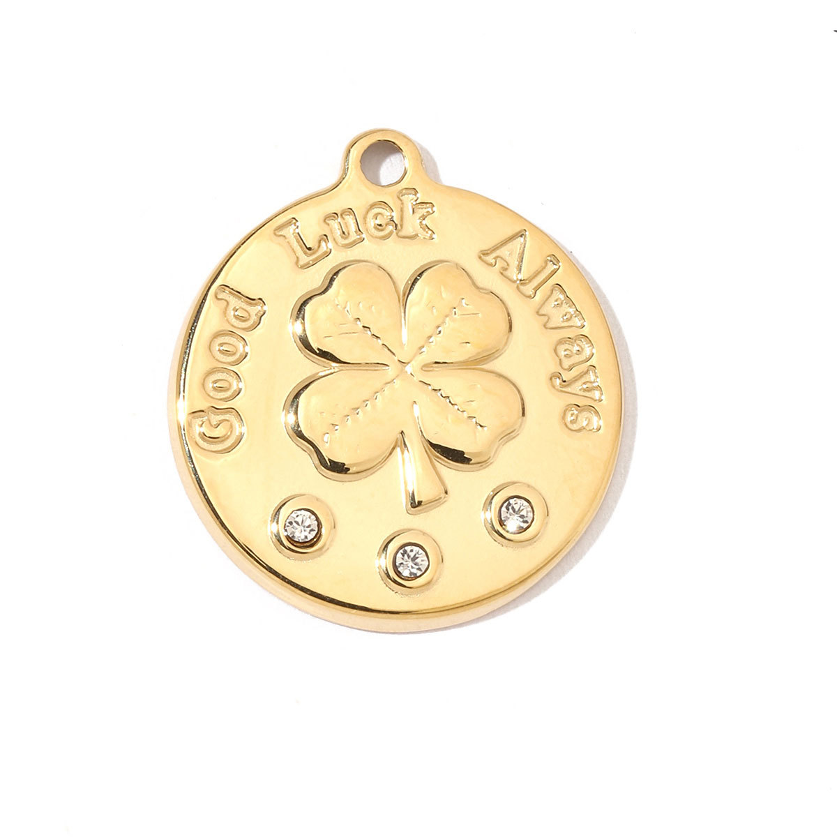 6pcs/pack Trendy Stainless Steel Crystal Clover Four-leaf Lucky Charms Compass Ancient Coins Necklace DIY Small Pendant