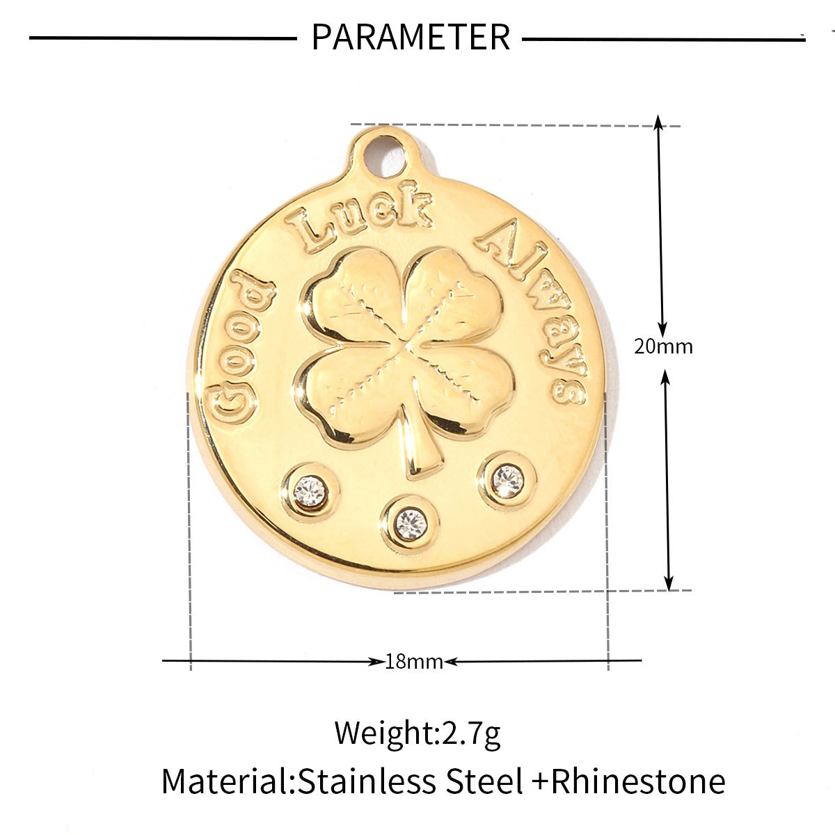 6pcs/pack Trendy Stainless Steel Crystal Clover Four-leaf Lucky Charms Compass Ancient Coins Necklace DIY Small Pendant
