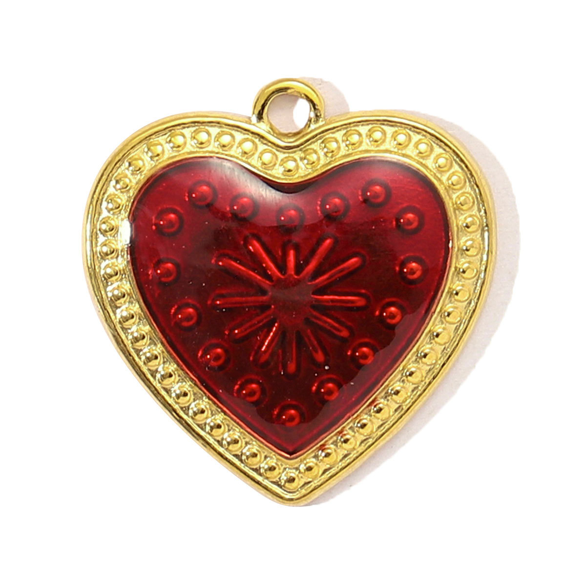 6pcs/pack French Red Enamel Crown Heart Stainless Steel Diy Bracelets Charm Women Shell Angel Wing Necklace Pendant Love Jewelry
