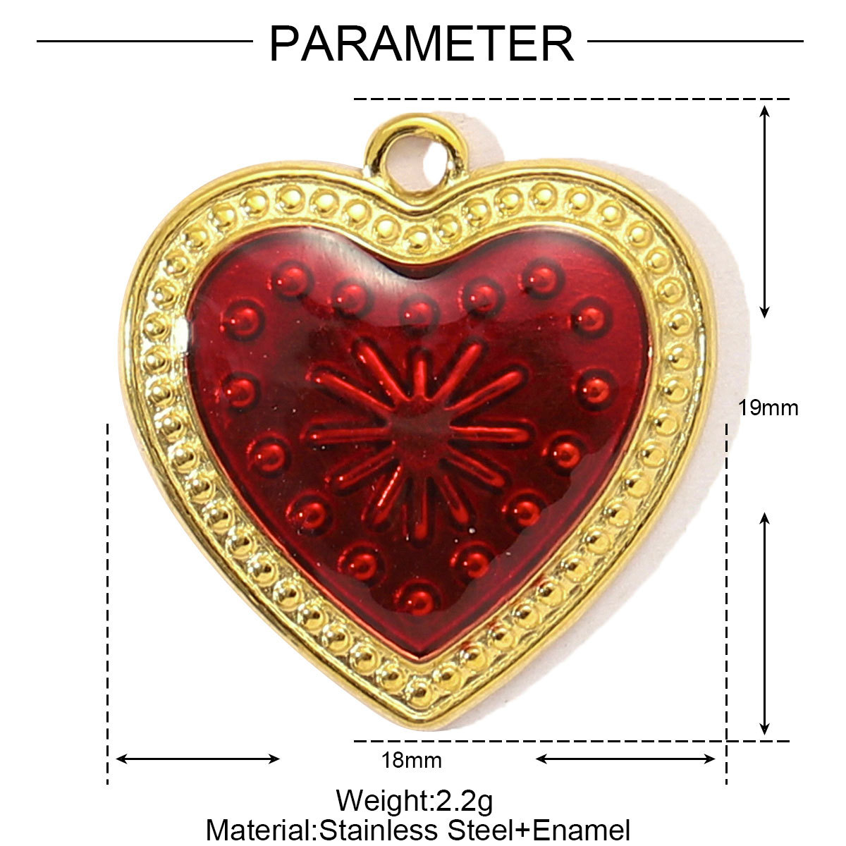 6pcs/pack French Red Enamel Crown Heart Stainless Steel Diy Bracelets Charm Women Shell Angel Wing Necklace Pendant Love Jewelry