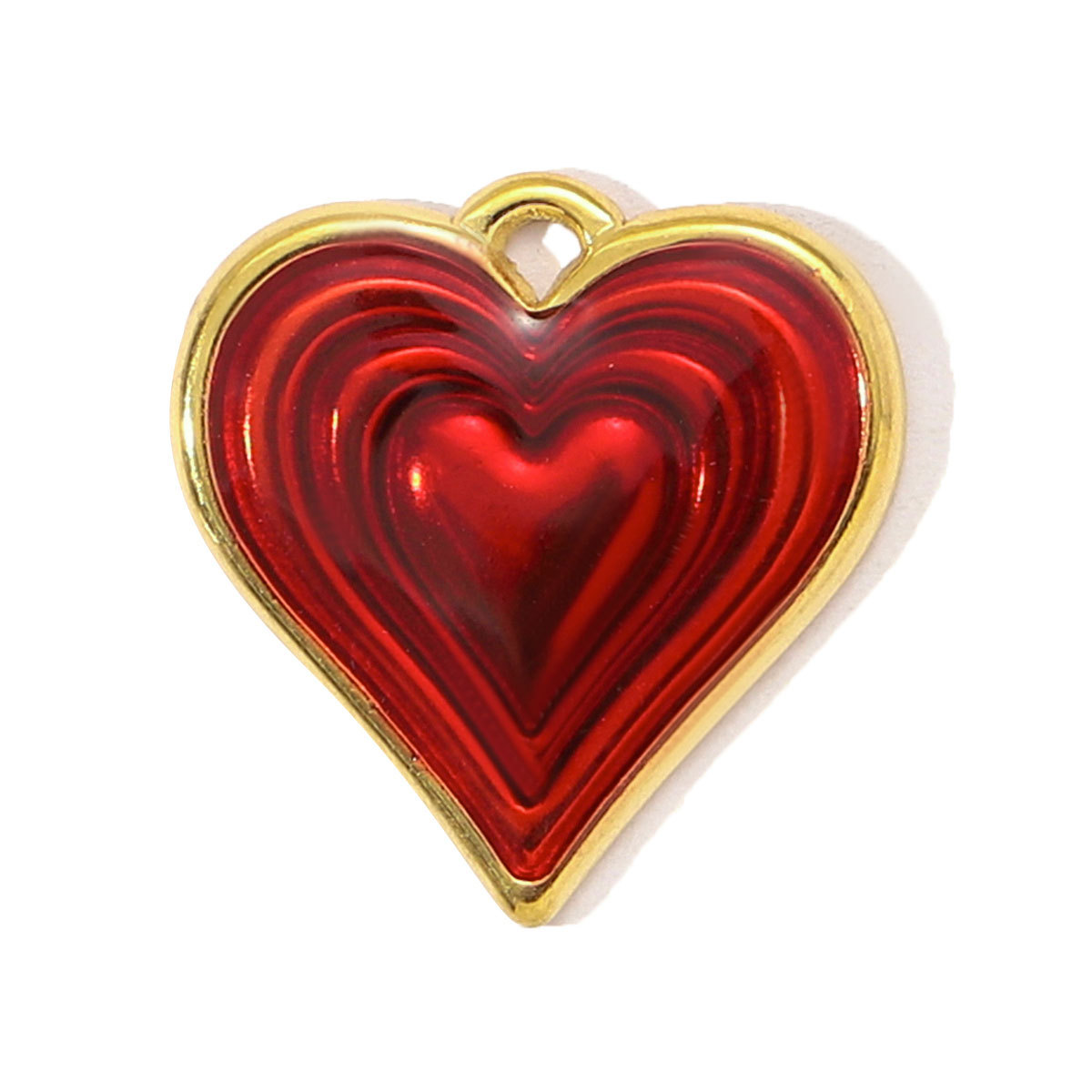 6pcs/pack French Red Enamel Crown Heart Stainless Steel Diy Bracelets Charm Women Shell Angel Wing Necklace Pendant Love Jewelry