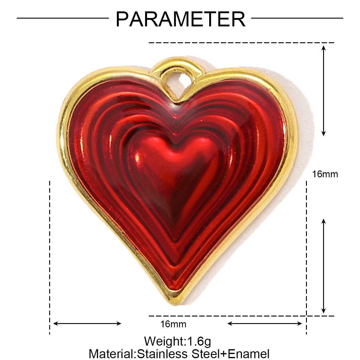 6pcs/pack French Red Enamel Crown Heart Stainless Steel Diy Bracelets Charm Women Shell Angel Wing Necklace Pendant Love Jewelry
