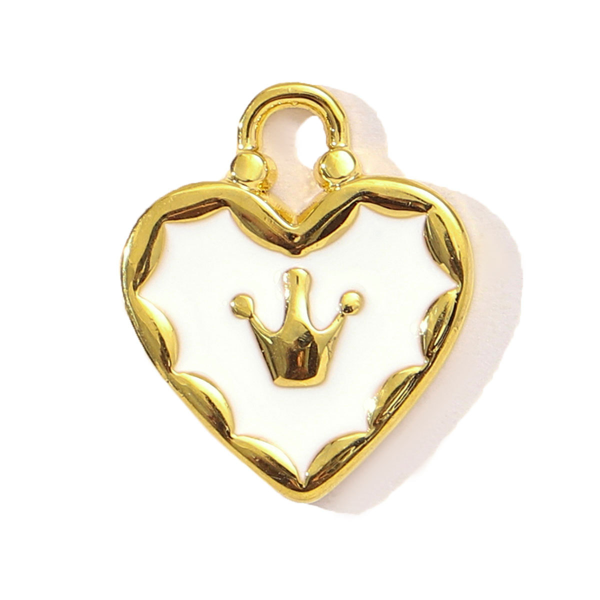 6pcs/pack French Red Enamel Crown Heart Stainless Steel Diy Bracelets Charm Women Shell Angel Wing Necklace Pendant Love Jewelry