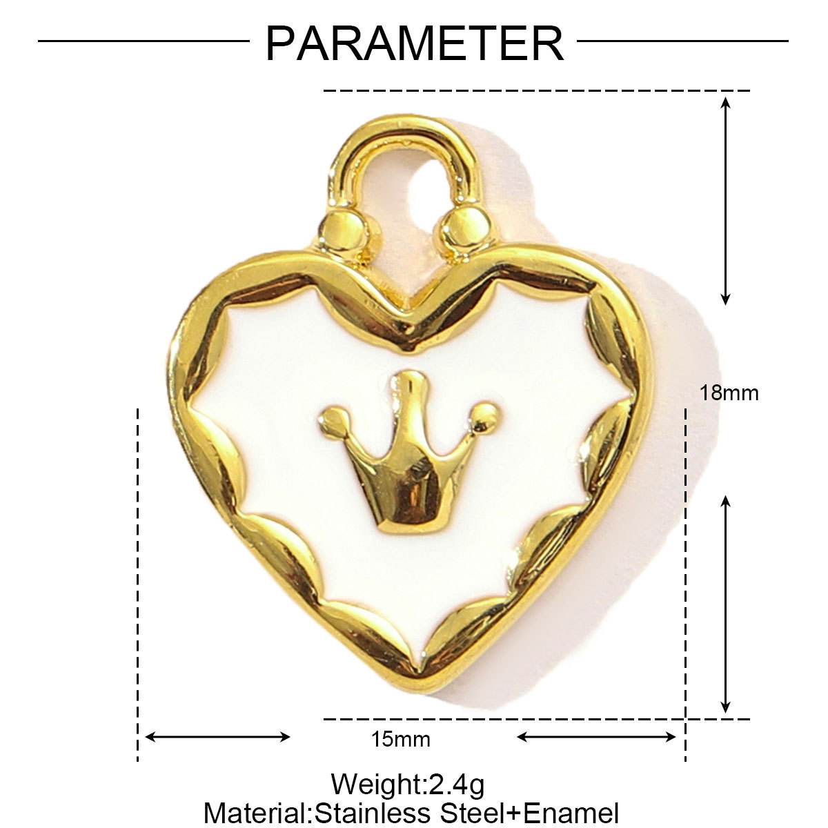 6pcs/pack French Red Enamel Crown Heart Stainless Steel Diy Bracelets Charm Women Shell Angel Wing Necklace Pendant Love Jewelry