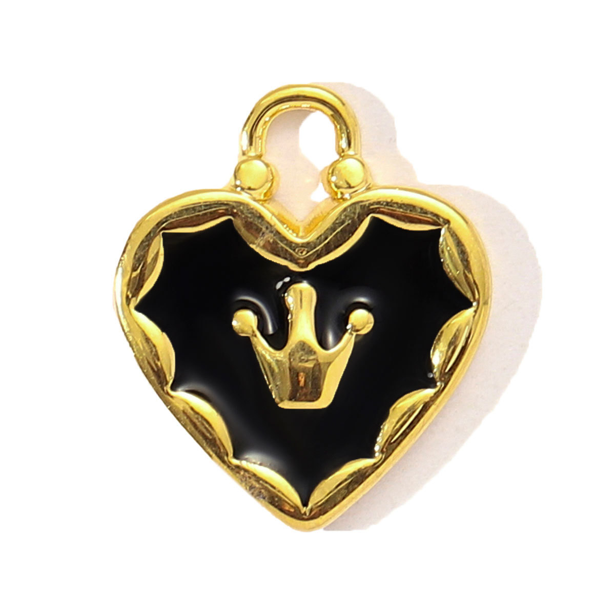 6pcs/pack French Red Enamel Crown Heart Stainless Steel Diy Bracelets Charm Women Shell Angel Wing Necklace Pendant Love Jewelry