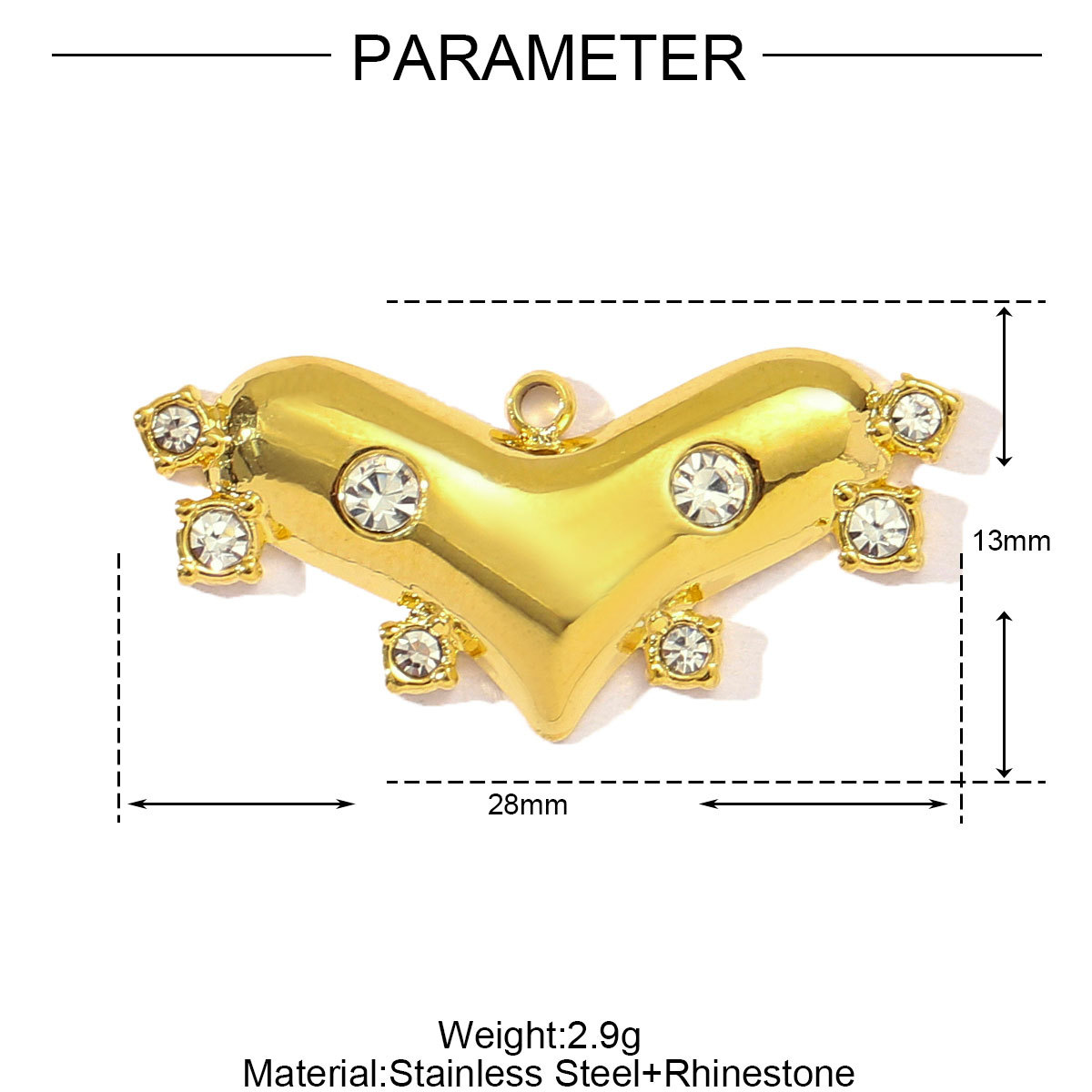 6pcs/pack French Red Enamel Crown Heart Stainless Steel Diy Bracelets Charm Women Shell Angel Wing Necklace Pendant Love Jewelry